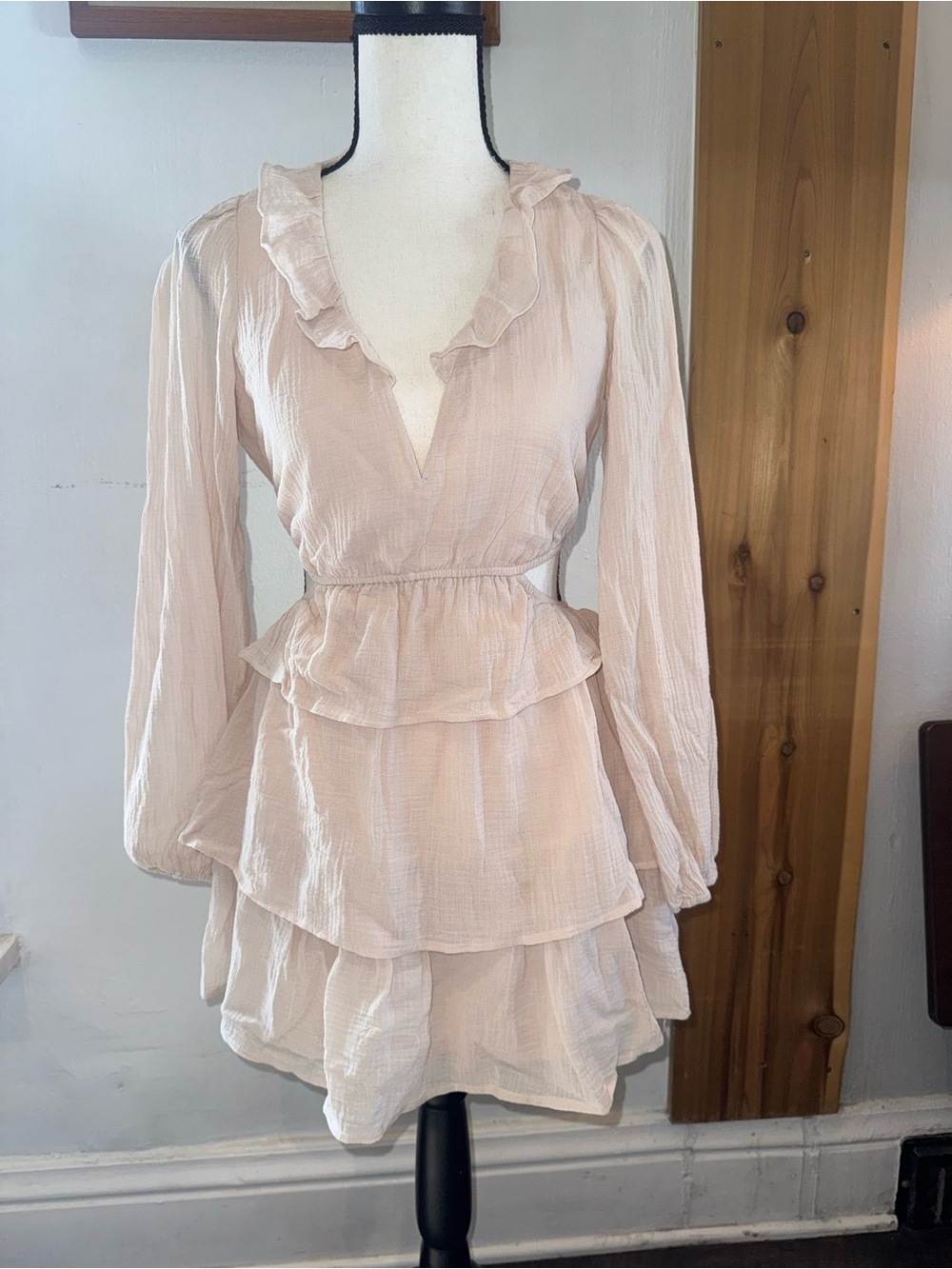 Altar'd State Soft Blush Ruffle Tiered Mini Dress